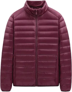 Men Lightweight Puffer Jacket Quilted Zip up Stand Collar Winter Warm Down Jacket with Pocket Packable Puffy Insulated Coat