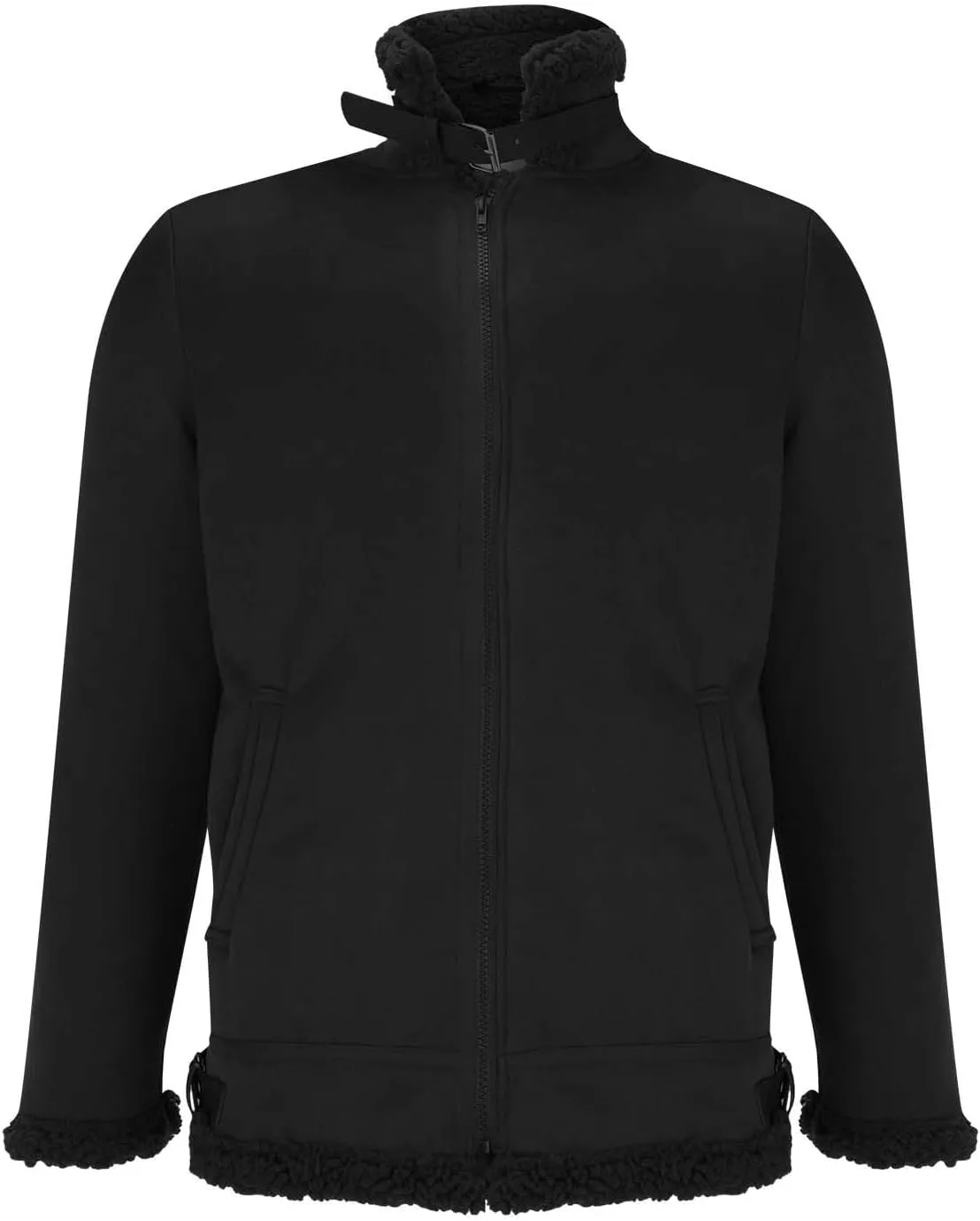 Mens 2023 Fleece Lined Faux Leather Suede Jackets Winter Sherpa Lined Trucker Jacket Warm Fleece Zip Up Work Coat