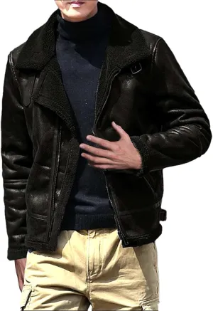 Mens 2023 Fleece Lined Faux Leather Suede Jackets Winter Sherpa Lined Trucker Jacket Warm Fleece Zip Up Work Coat