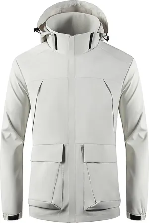 Mens 2023 Raincoat Tactical Jacket Softshell Fleece Hoodie Full Zip up Jackets Coat Lightweight Waterproof Raincoat