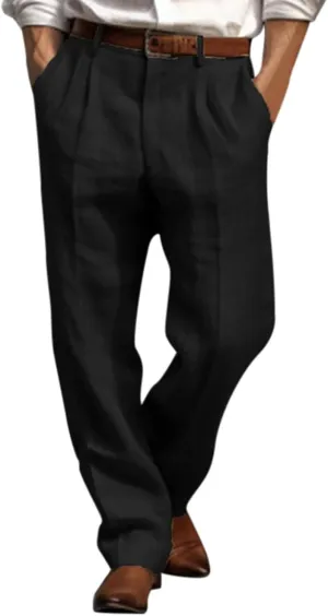 Mens Casual Pants Elastic Waist Lightweight Loose Fit Pleated Slacks Summer Beach Yoga Trousers, Tactical Pants for Men