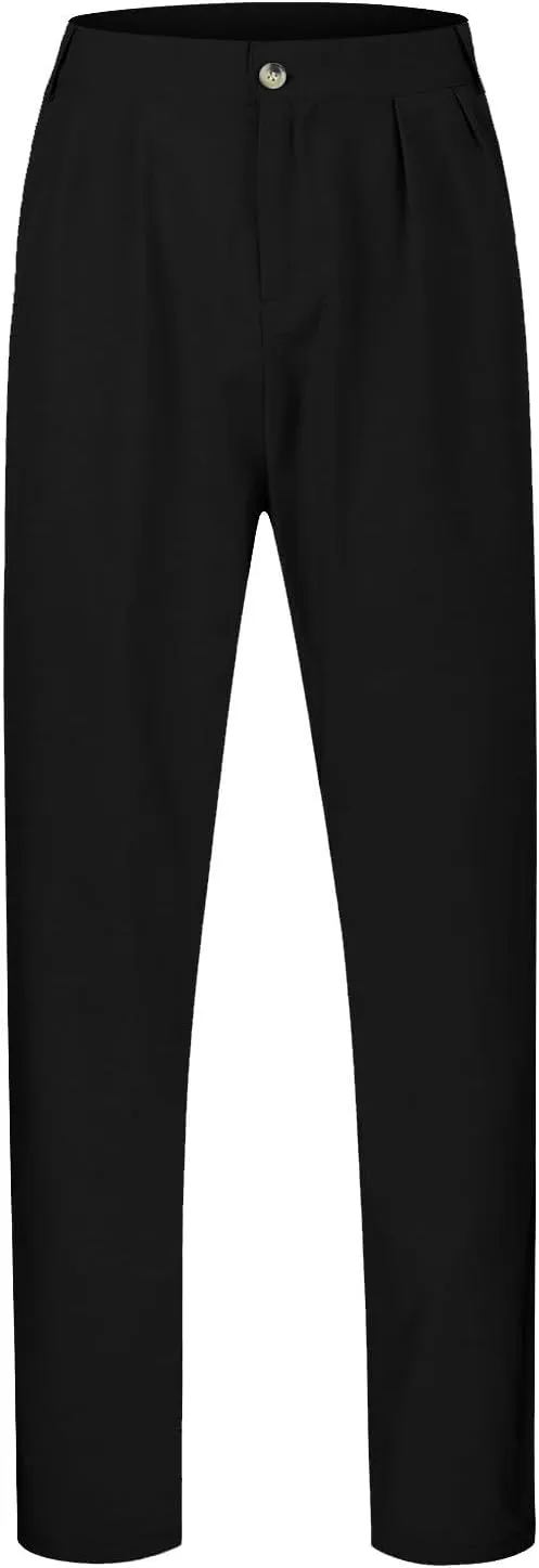 Mens Casual Pants Elastic Waist Lightweight Loose Fit Pleated Slacks Summer Beach Yoga Trousers, Tactical Pants for Men