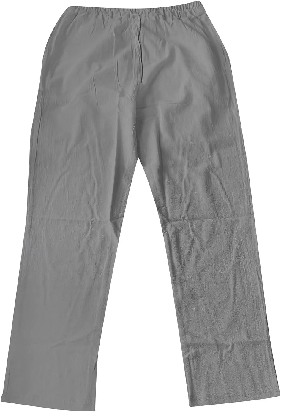 Mens Cotton Pants Casual Elastic Waist Drawstring Lightweight Summer Beach Trousers with Pockets, Tactical Pants for Men