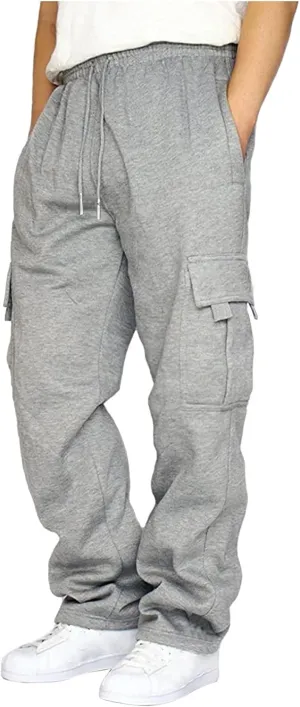 Men's Cotton Yoga Sweatpants Mens Autumn and Winter High Street Fashion Leisure Loose Sports Openbottom Sweatpants