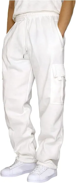 Men's Cotton Yoga Sweatpants Mens Autumn and Winter High Street Fashion Leisure Loose Sports Openbottom Sweatpants