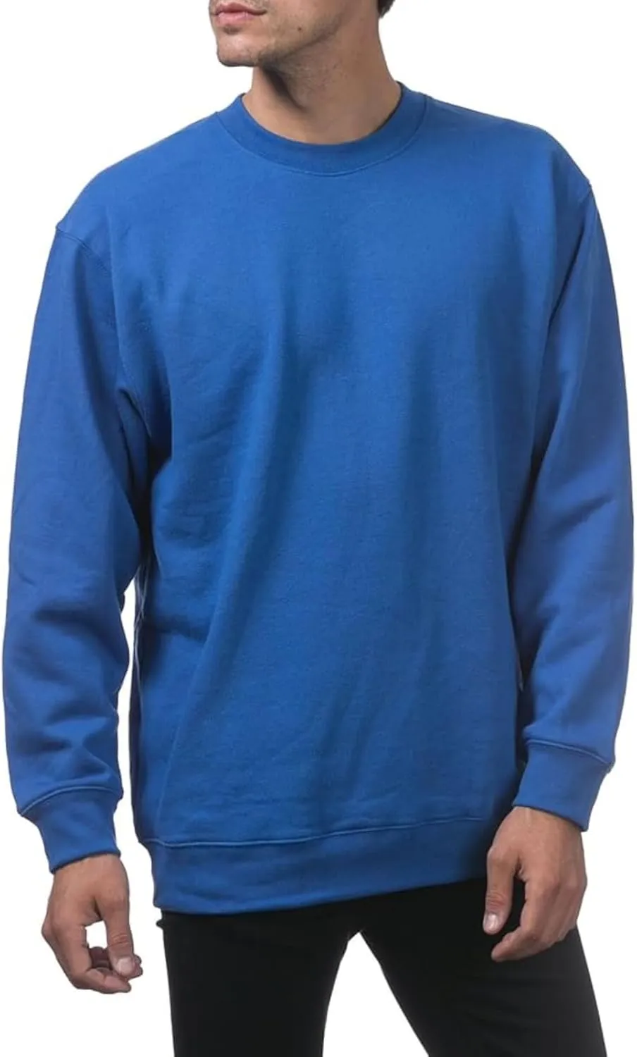 Men's Fleece Crewneck Sweatshirt Thick Loose Fit Soft Basic Pullover Blouse Casual Sports Tops Simple Versatile