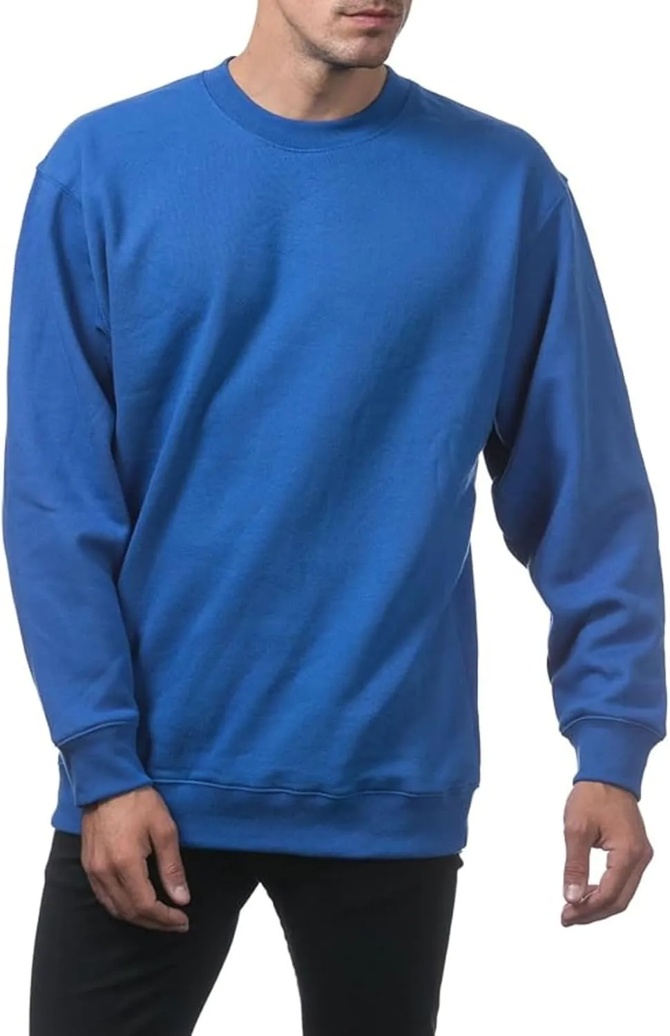 Men's Fleece Crewneck Sweatshirt Thick Loose Fit Soft Basic Pullover Blouse Casual Sports Tops Simple Versatile