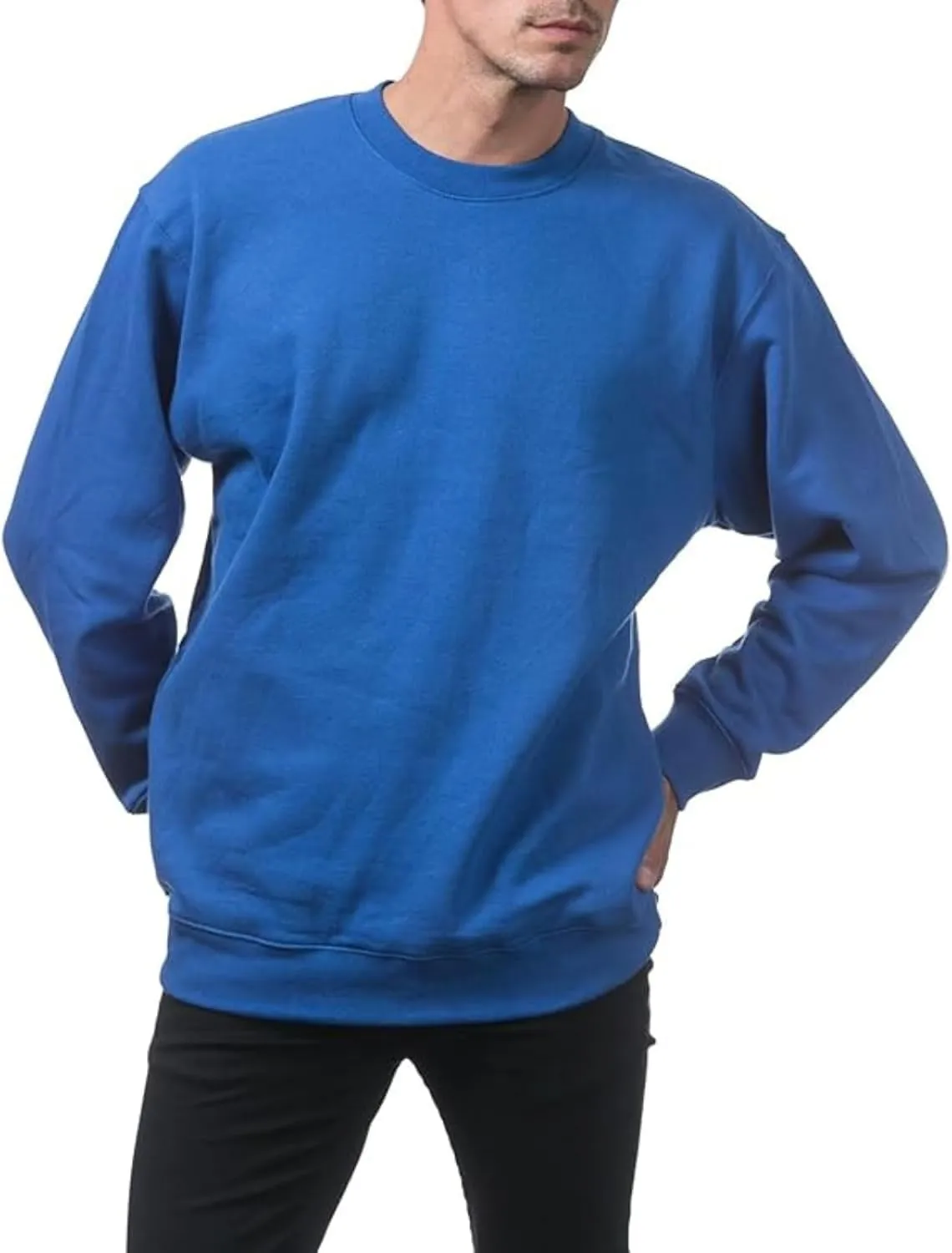 Men's Fleece Crewneck Sweatshirt Thick Loose Fit Soft Basic Pullover Blouse Casual Sports Tops Simple Versatile