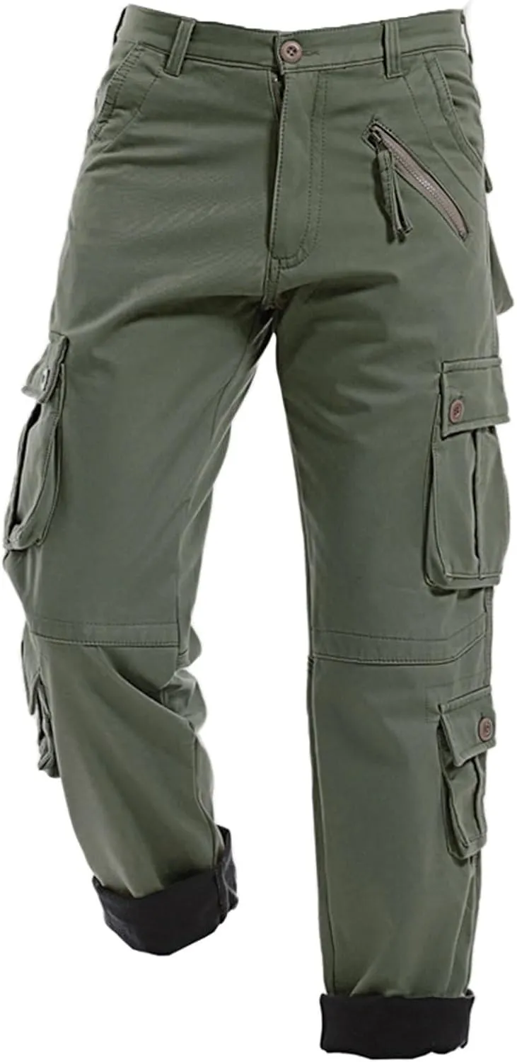 Men's Fleece Lined Cargo Pant Sweatpants Jogging Sweatpants High Comfort Casual Pants Fleece Lined Pants Mens Lined