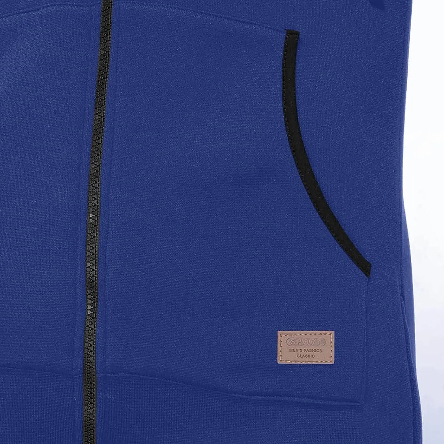 Men's Fleece Sweatshirts Hooded Zipper Jumpsuit Solid Color Matching Casual Suit Jumpsuit with Pocket