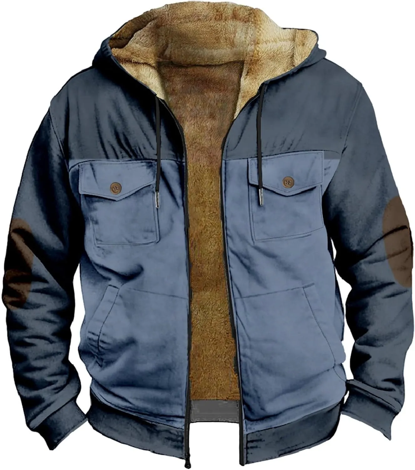 Mens Hooded Jackets Full Zip Fleece Hooded Sweatshirt Casual Fall Winter Warm Windproof Hoodies Outerwear