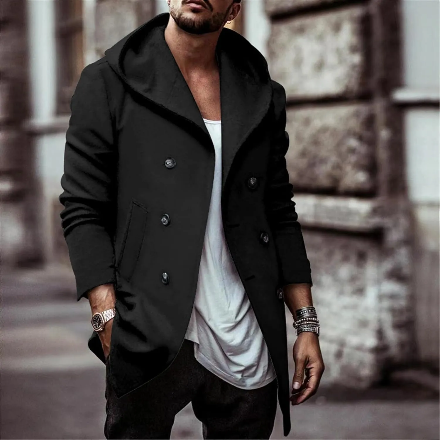 Mens Hoodie Sweatshirt Winter Full Zip Light Weight Fleece Sherpa Lined Warm Jacket Windproof Work Casual Coat Outdoor