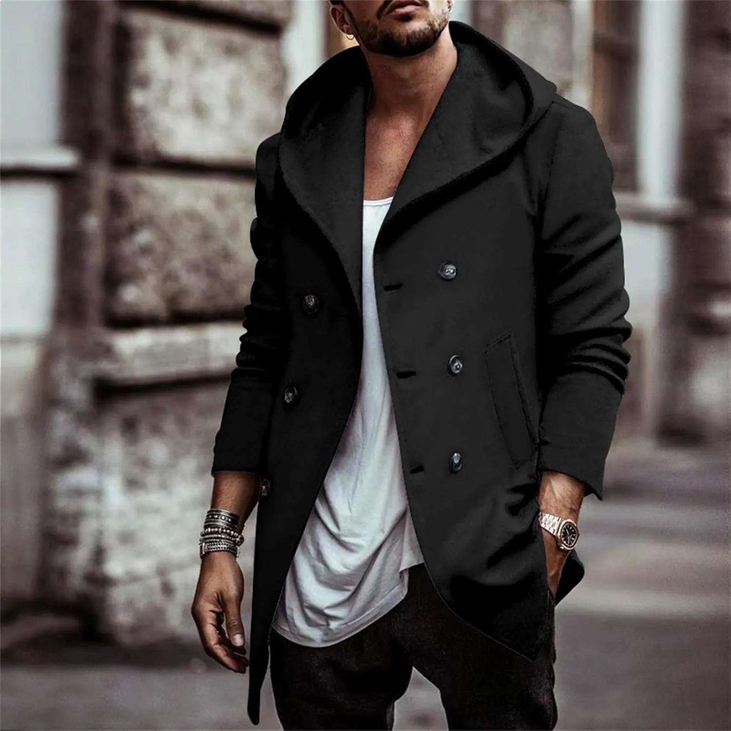 Mens Hoodie Sweatshirt Winter Full Zip Light Weight Fleece Sherpa Lined Warm Jacket Windproof Work Casual Coat Outdoor