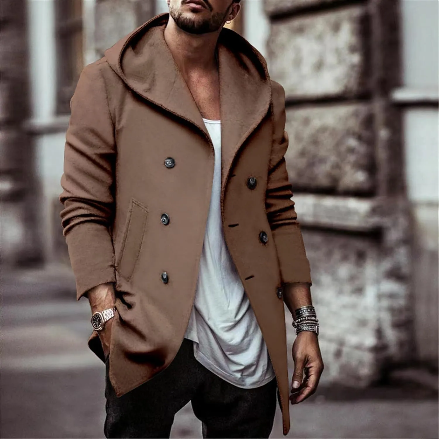 Mens Hoodie Sweatshirt Winter Full Zip Light Weight Fleece Sherpa Lined Warm Jacket Windproof Work Casual Coat Outdoor