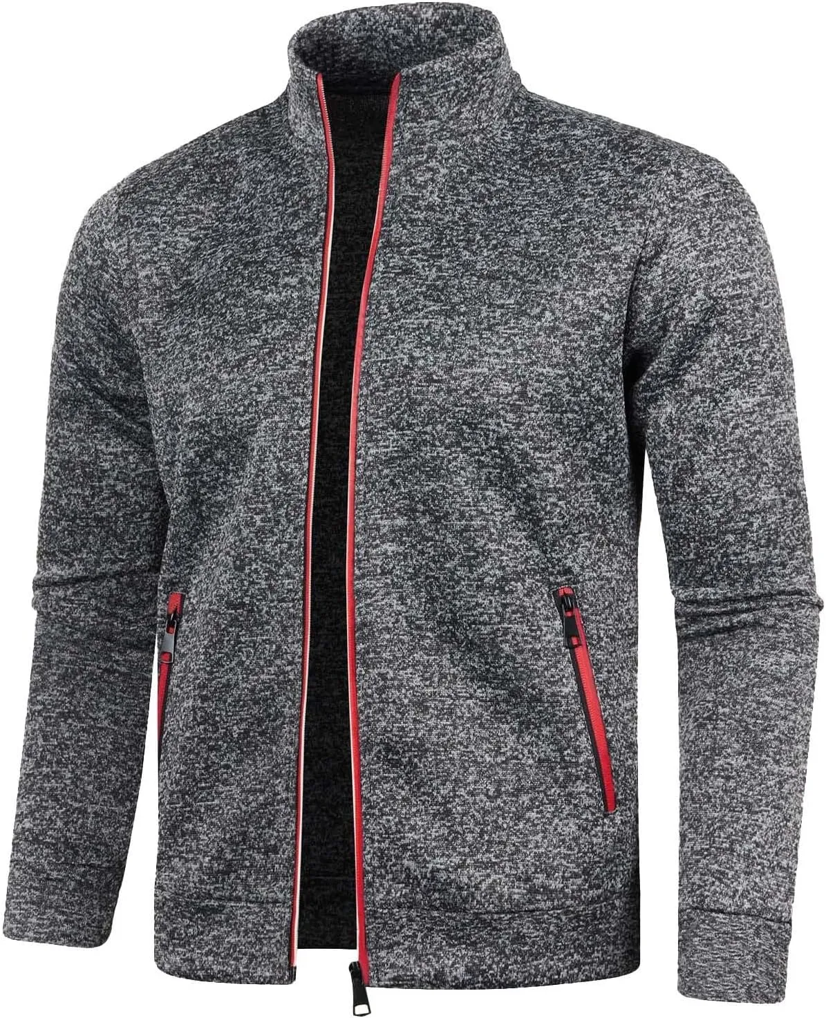 Mens Mock Neck Full Zip Sweatshirts Athletic Jogging Lightweight Fleece Jackets Coat Sweater Hoodie Pullover Tops