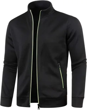 Mens Mock Neck Full Zip Sweatshirts Athletic Jogging Lightweight Fleece Jackets Coat Sweater Hoodie Pullover Tops