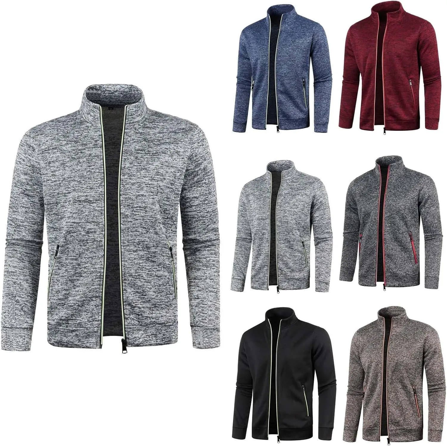 Mens Mock Neck Full Zip Sweatshirts Athletic Jogging Lightweight Fleece Jackets Coat Sweater Hoodie Pullover Tops
