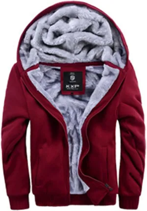 Men's Pullover Winter Jackets Workout Fleece Hoodie Jackets Heavyweight Winter Sweatshirt Zipper Wool Warm Thick Coats