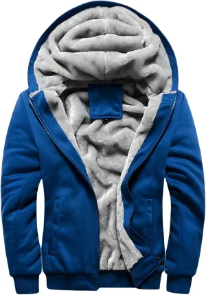 Men's Pullover Winter Jackets Workout Fleece Hoodie Jackets Heavyweight Winter Sweatshirt Zipper Wool Warm Thick Coats