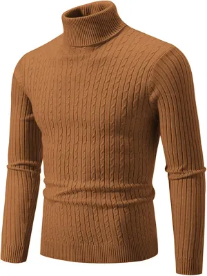 Men's Slim Fit Turtleneck Sweater Casual Long Sleeve Classic Pullover Sweaters Soft Rib Knited Thermal Basic Tops