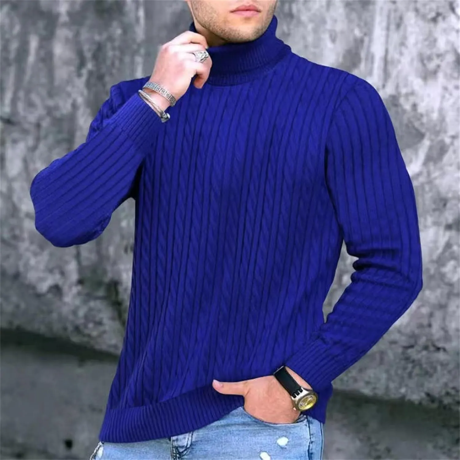 Men's Slim Fit Turtleneck Sweater Casual Long Sleeve Classic Pullover Sweaters Soft Rib Knited Thermal Basic Tops