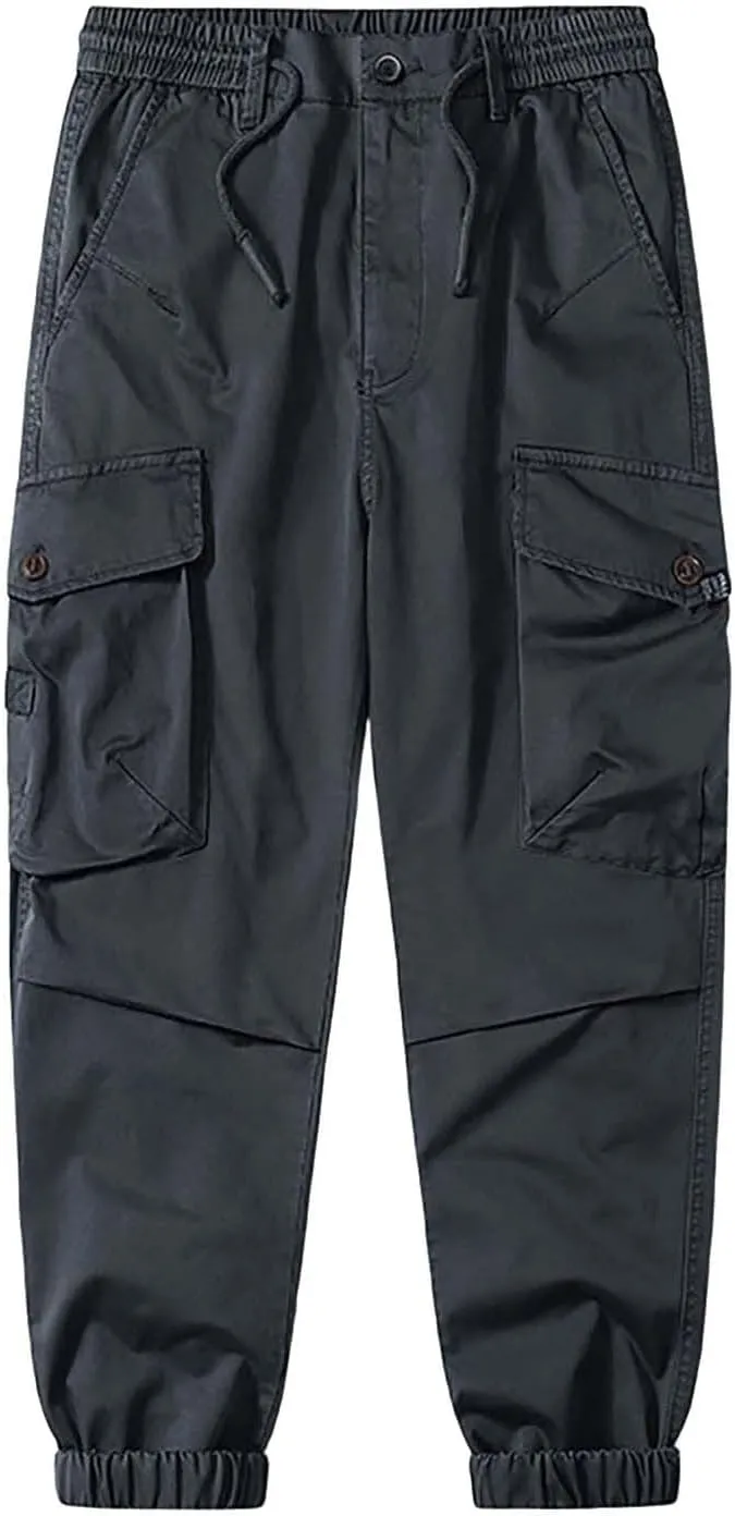 Mens Sweatpants Cargo Men's Casual Waisted Workwear Multi Pocket Solid Color Pants Pantalones De Hombre para Trabajo