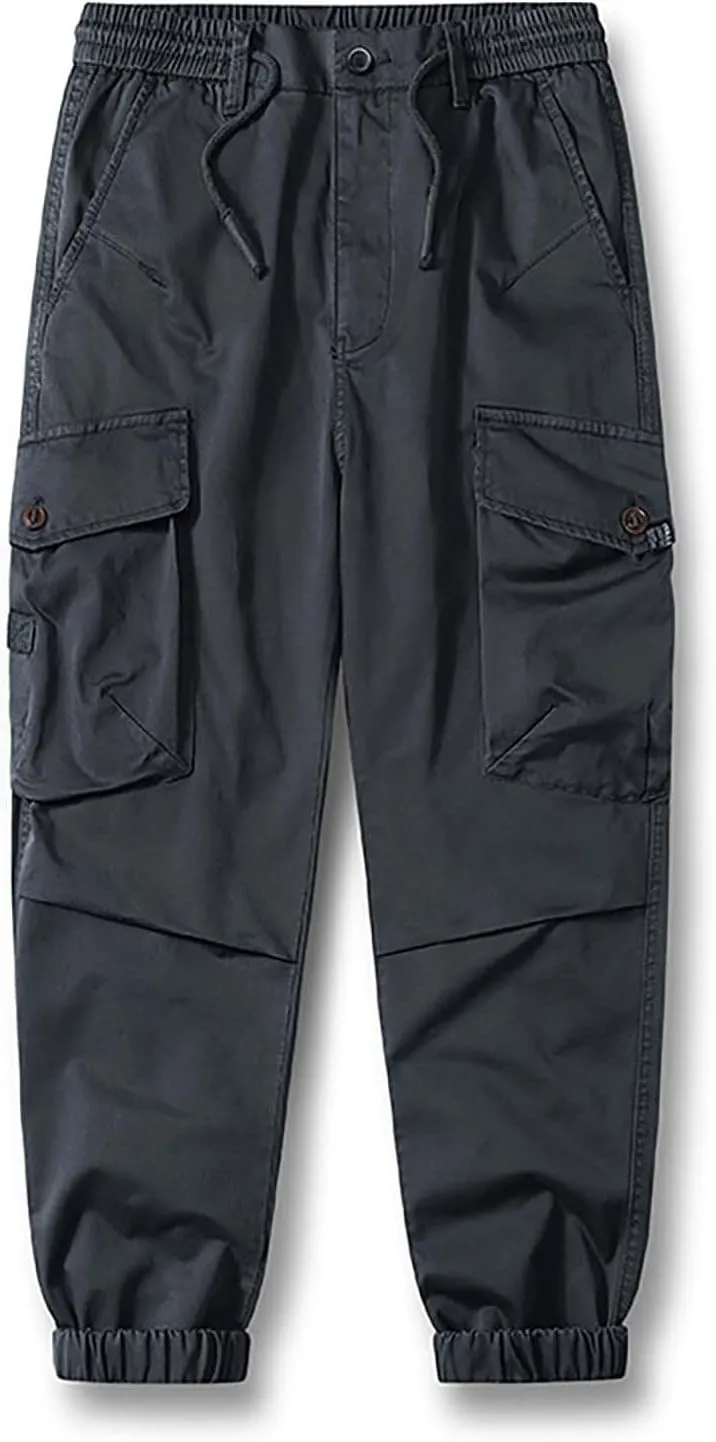 Mens Sweatpants Cargo Men's Casual Waisted Workwear Multi Pocket Solid Color Pants Pantalones De Hombre para Trabajo