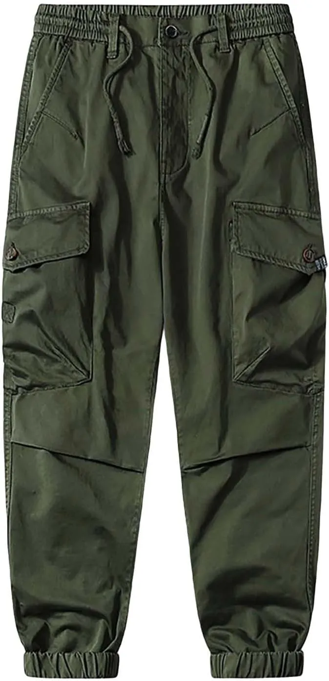 Mens Sweatpants Cargo Men's Casual Waisted Workwear Multi Pocket Solid Color Pants Pantalones De Hombre para Trabajo