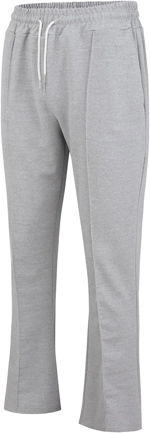 Mens Sweatpants Flare Pants Joggers for Men Workout Casual Pants with Pockets Elastic Drawstring Bell Bottoms Baggy