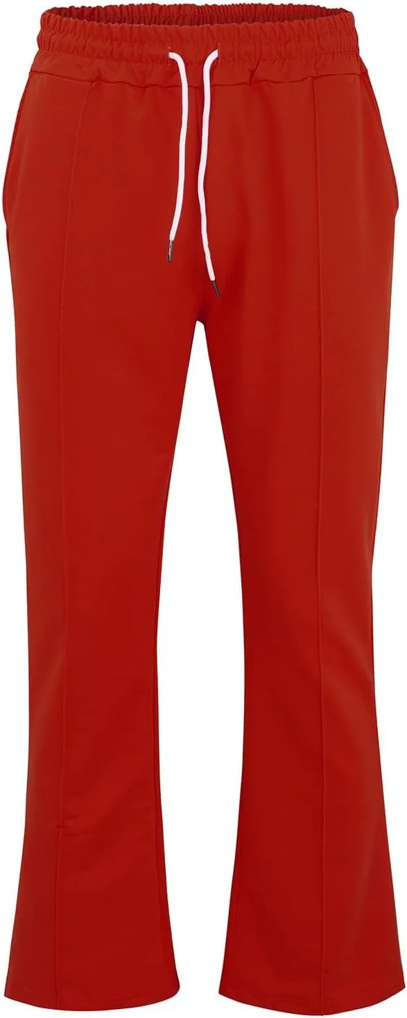 Mens Sweatpants Flare Pants Joggers for Men Workout Casual Pants with Pockets Elastic Drawstring Bell Bottoms Baggy