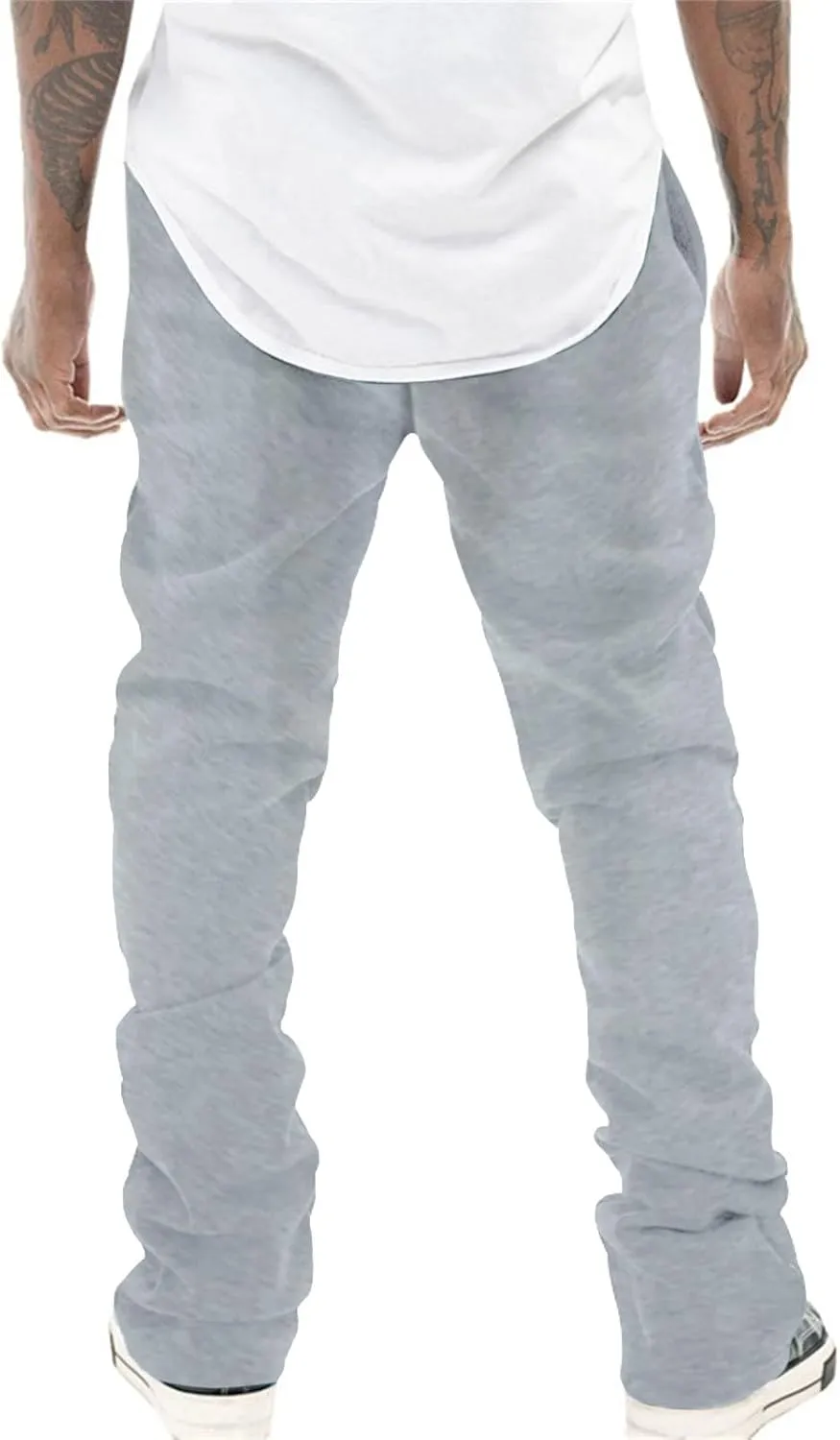 Mens Sweatpants Flare Pants Joggers for Men Workout Casual Pants with Pockets Elastic Drawstring Bell Bottoms Baggy
