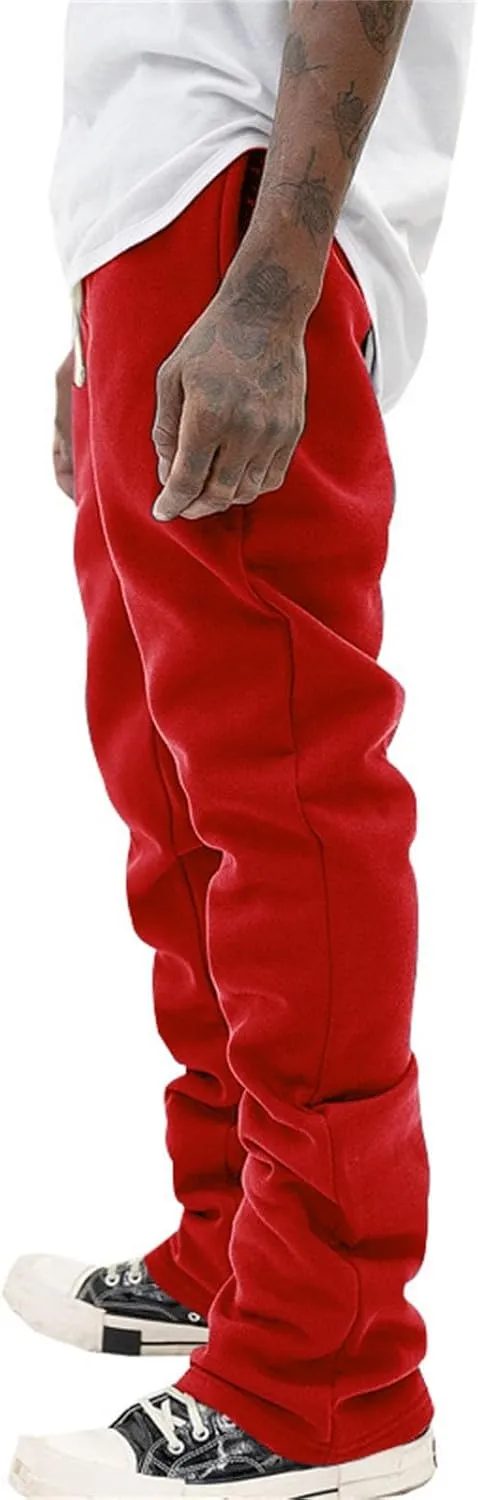 Mens Sweatpants Flare Pants Joggers for Men Workout Casual Pants with Pockets Elastic Drawstring Bell Bottoms Baggy