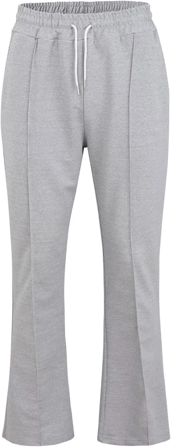 Mens Sweatpants Flare Pants Joggers for Men Workout Casual Pants with Pockets Elastic Drawstring Bell Bottoms Baggy