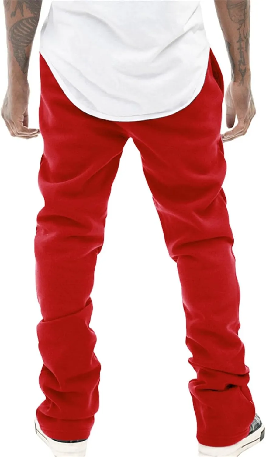 Mens Sweatpants Flare Pants Joggers for Men Workout Casual Pants with Pockets Elastic Drawstring Bell Bottoms Baggy