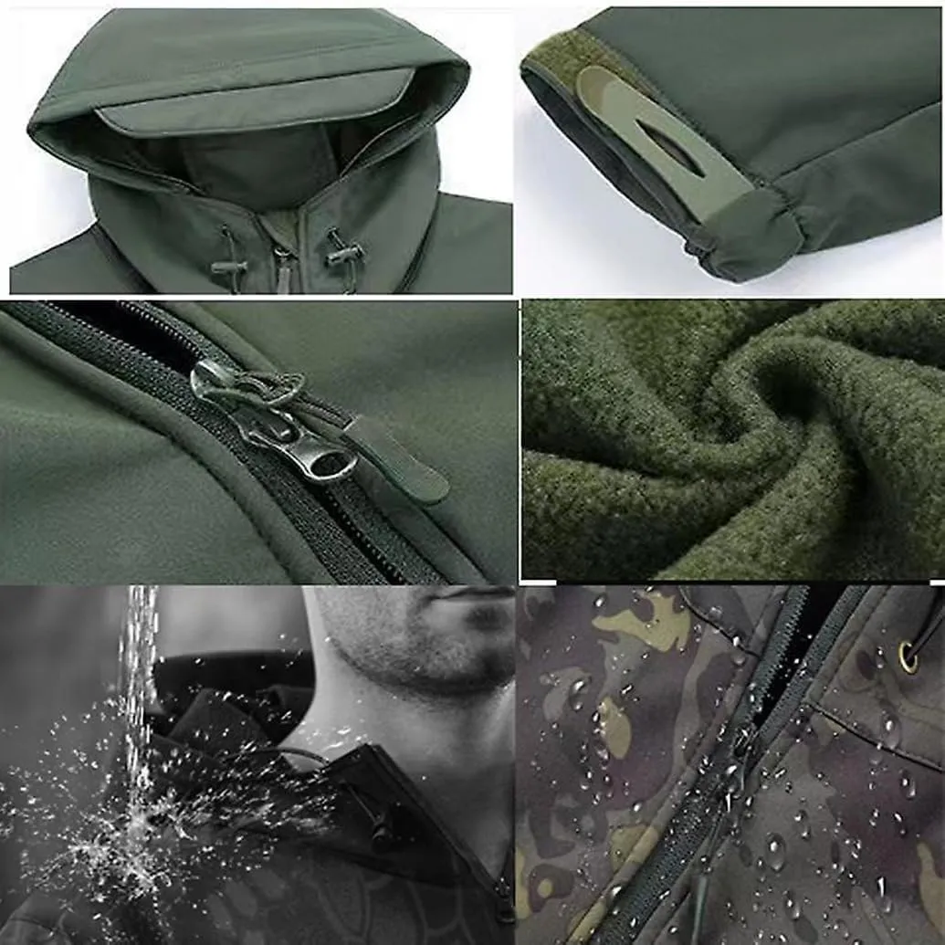 Men's Tactical Suit Fleece Thermal Softshell Hunting Jacket Pants Men Outdoor Waterproof Mountaineering 2 Piece Sets