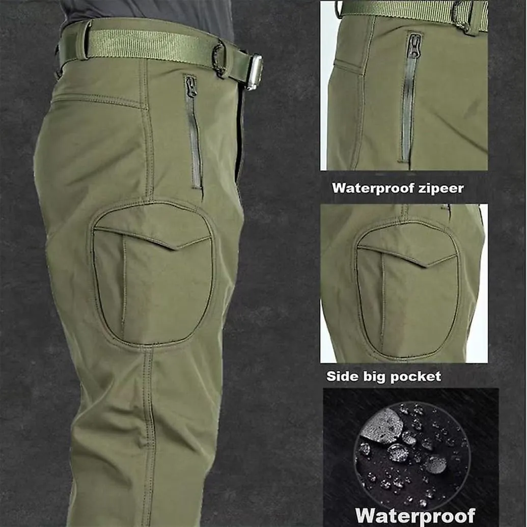 Men's Tactical Suit Fleece Thermal Softshell Hunting Jacket Pants Men Outdoor Waterproof Mountaineering 2 Piece Sets
