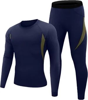 Mens Thermal Underwear Fleece Lined Long Johns Top Pant Casual Suit Long Elastic Home Men Long Johns with Fleece