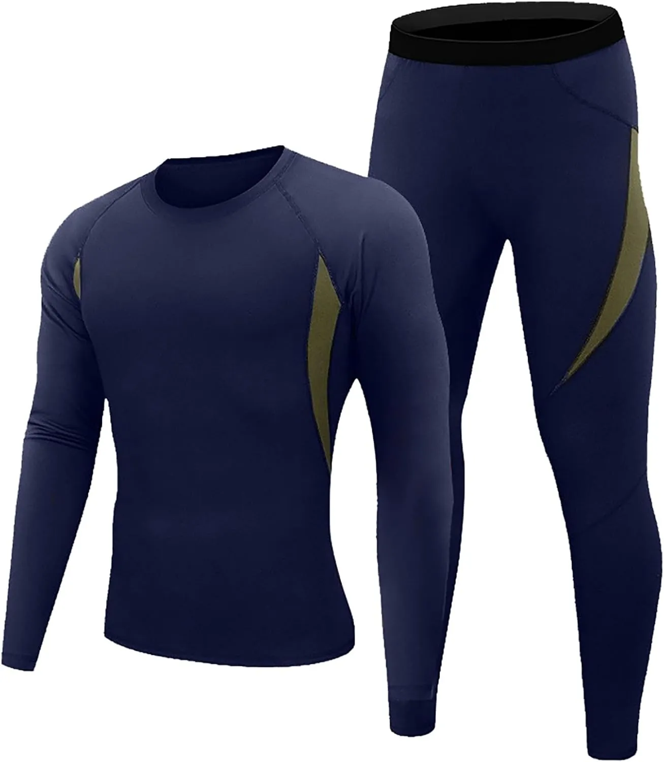 Mens Thermal Underwear Fleece Lined Long Johns Top Pant Casual Suit Long Elastic Home Men Long Johns with Fleece