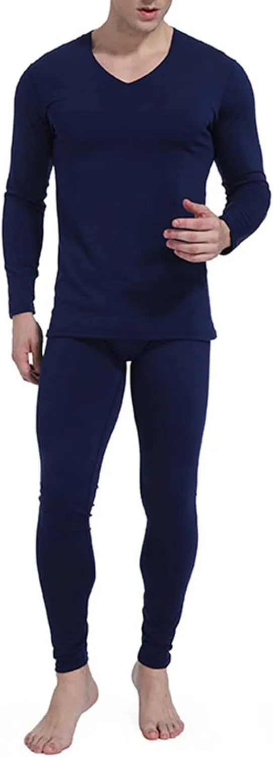 Mens Thermals Top And Bottom Set Base Layer Solid Color Thick Thermal Underwear Set Thermal Underwear Set/Base Layer