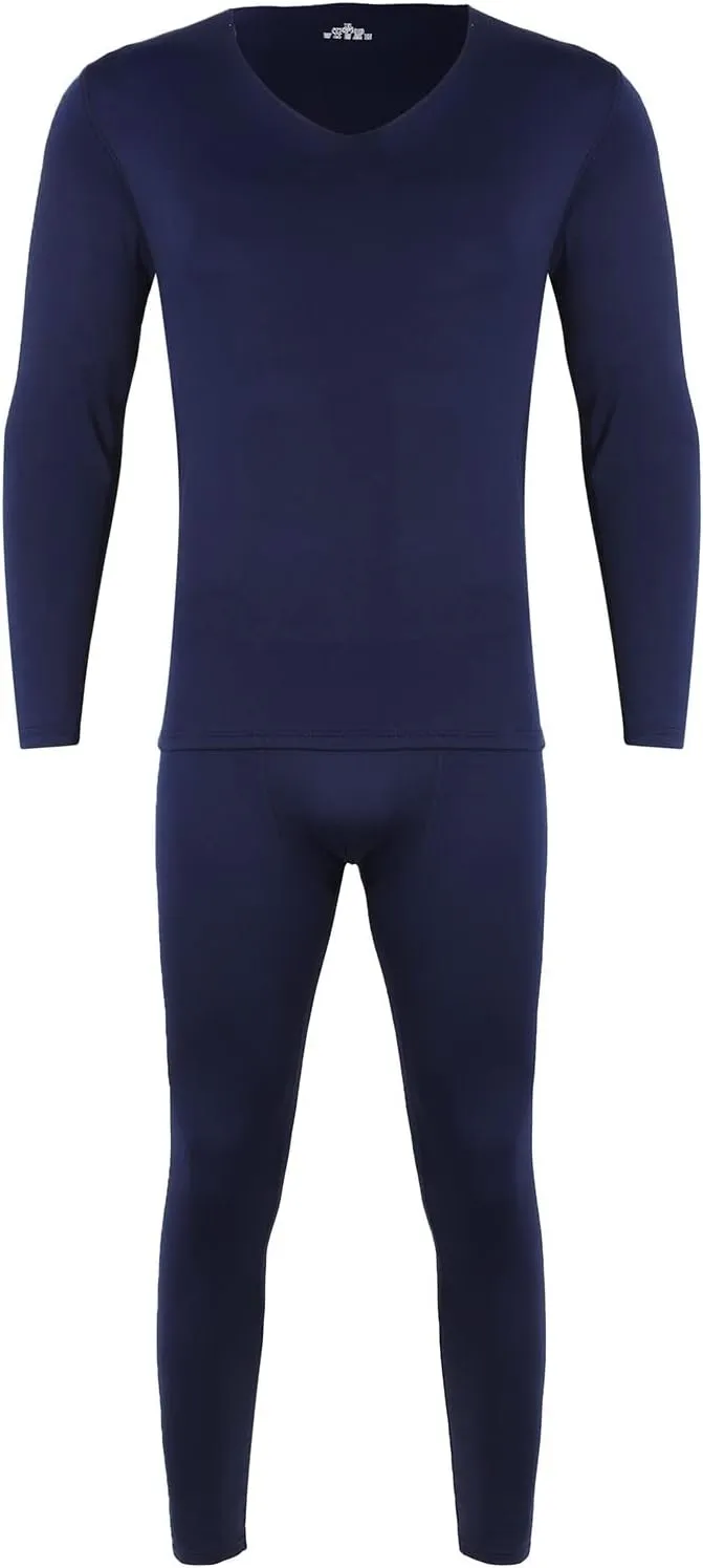 Mens Thermals Top And Bottom Set Base Layer Solid Color Thick Thermal Underwear Set Thermal Underwear Set/Base Layer