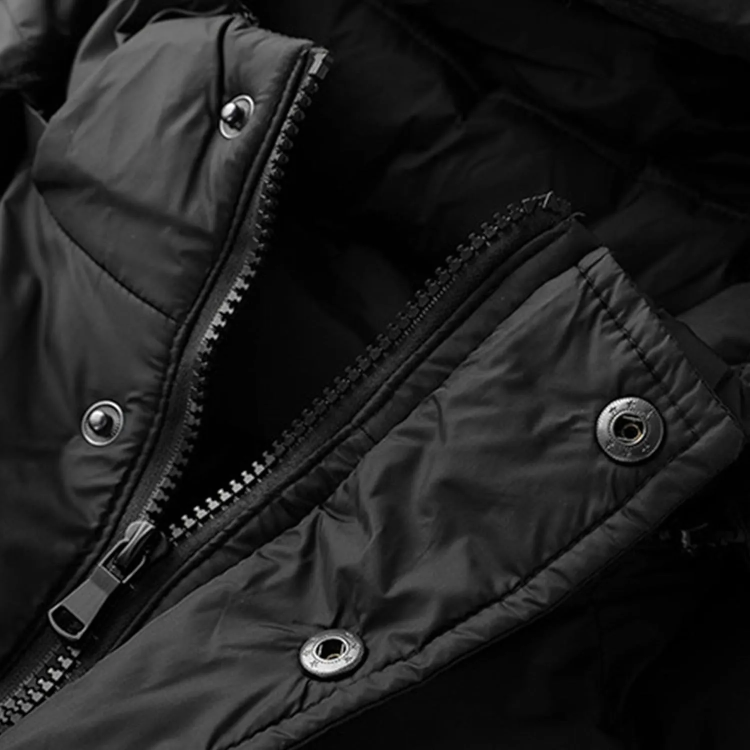 Men's Thicken Puffer Hooded Jacket Warm Zipper Down Quilted Jackets Insulated Water-Resistant Winter Coat