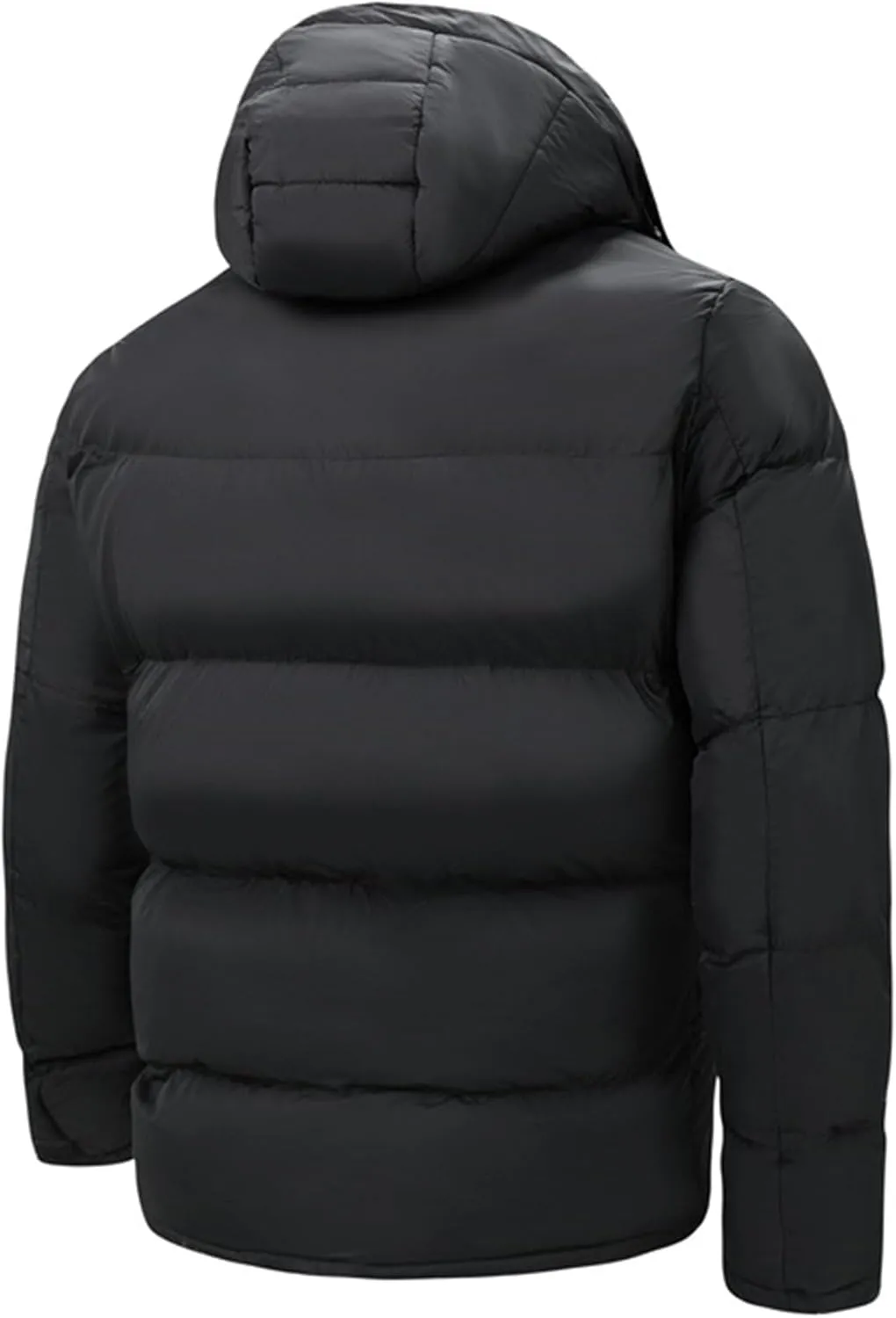 Men's Thicken Puffer Hooded Jacket Warm Zipper Down Quilted Jackets Insulated Water-Resistant Winter Coat