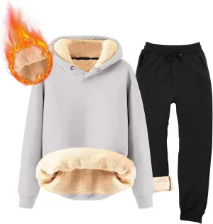 Men's Tracksuits 2 Piece Long Sleeve Fleece Pullovers Sweatsuuit Sets Athletic Jogger Pants Suit Thermal Outfits