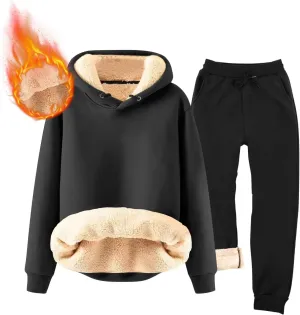 Men's Tracksuits 2 Piece Long Sleeve Fleece Pullovers Sweatsuuit Sets Athletic Jogger Pants Suit Thermal Outfits