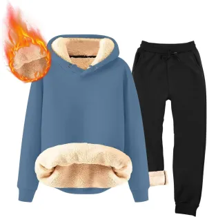 Men's Tracksuits 2 Piece Long Sleeve Fleece Pullovers Sweatsuuit Sets Athletic Jogger Pants Suit Thermal Outfits