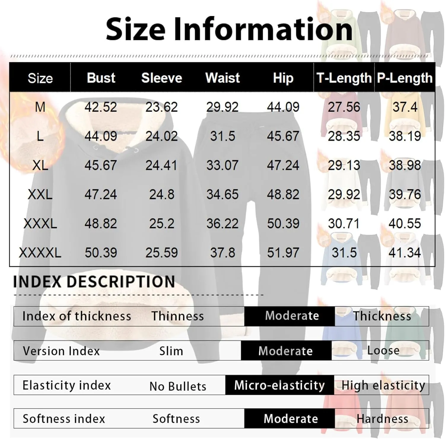 Men's Tracksuits 2 Piece Long Sleeve Fleece Pullovers Sweatsuuit Sets Athletic Jogger Pants Suit Thermal Outfits
