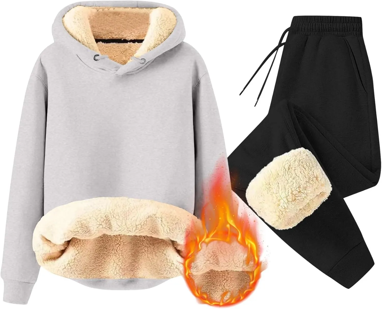 Men's Tracksuits 2 Piece Long Sleeve Fleece Pullovers Sweatsuuit Sets Athletic Jogger Pants Suit Thermal Outfits