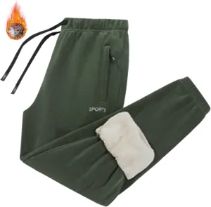 Men's Winter Fleece Pants Pants Trousers Casual Pants Drawstring Elastic Waist Straight Leg Plain Lined Pants for
