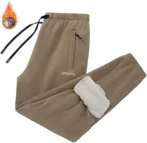 Men's Winter Fleece Pants Pants Trousers Casual Pants Drawstring Elastic Waist Straight Leg Plain Lined Pants for