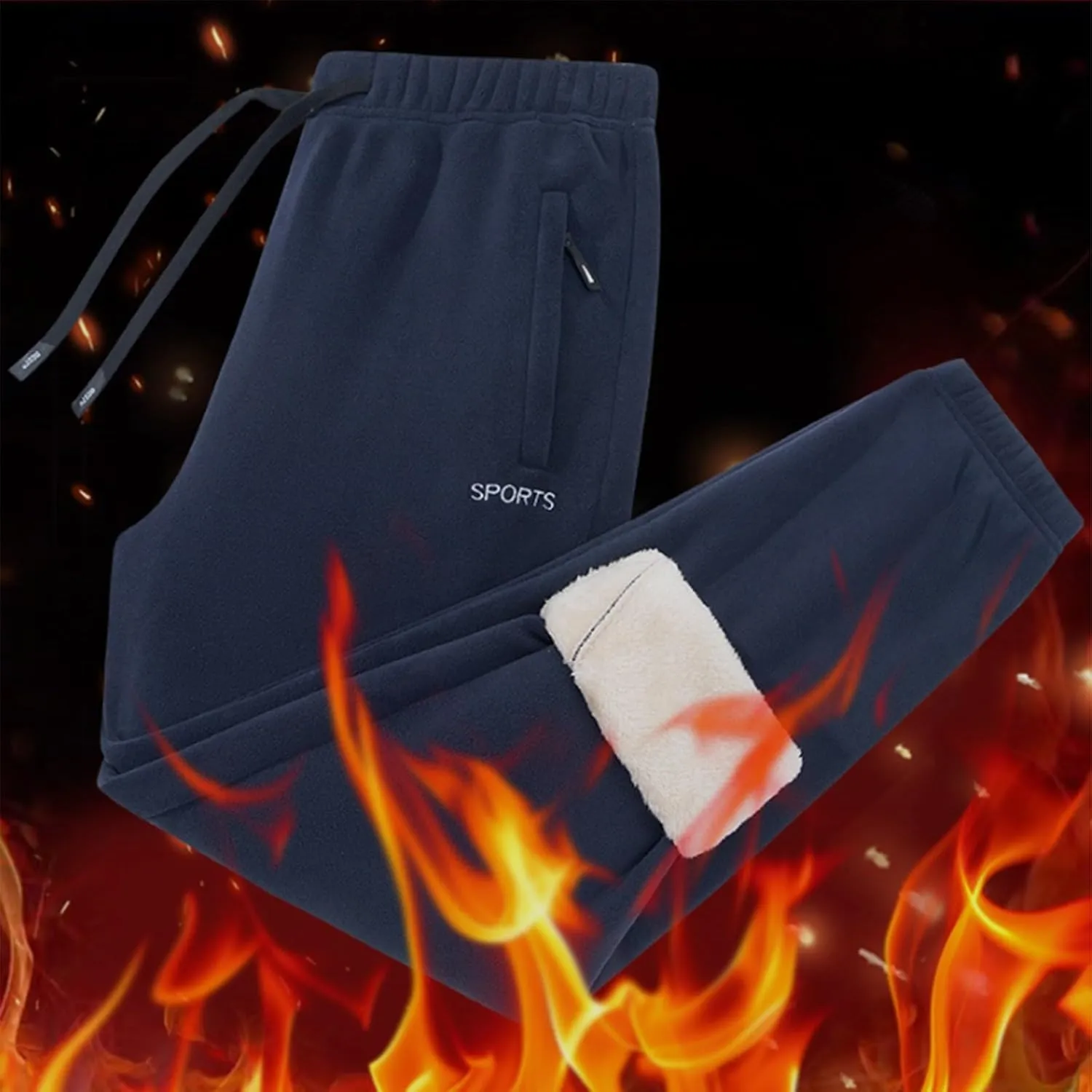 Men's Winter Fleece Pants Pants Trousers Casual Pants Drawstring Elastic Waist Straight Leg Plain Lined Pants for